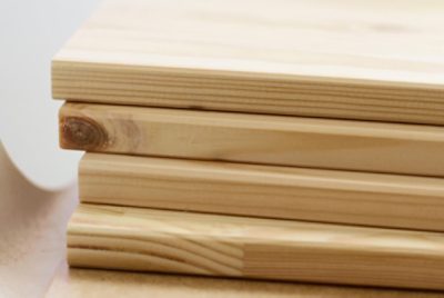 Unstained wood boards.