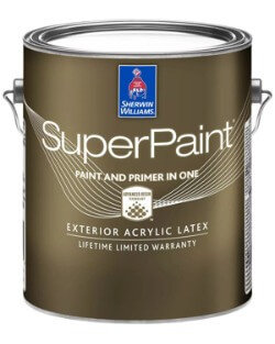 A gallon of Superpaint Exterior Acrylic Latex.