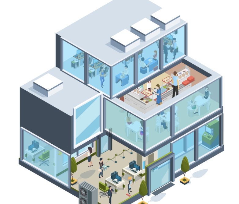 Cross section image of a modern office block