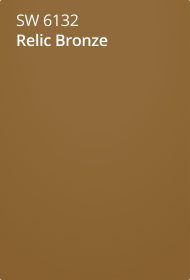 Sherwin Williams Relic Bronze SW 6132 paint color card.