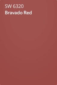 Sherwin Williams 6320 bravado red paint color card.