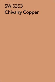 Sherwin Williams 6353 chivalry copper paint color card.
