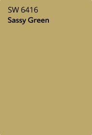 Sherwin Williams 6416 sassy green paint color card.