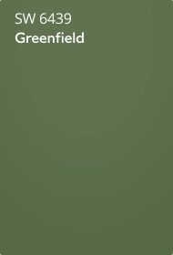 Sherwin Williams 6439 greenfield paint color card.