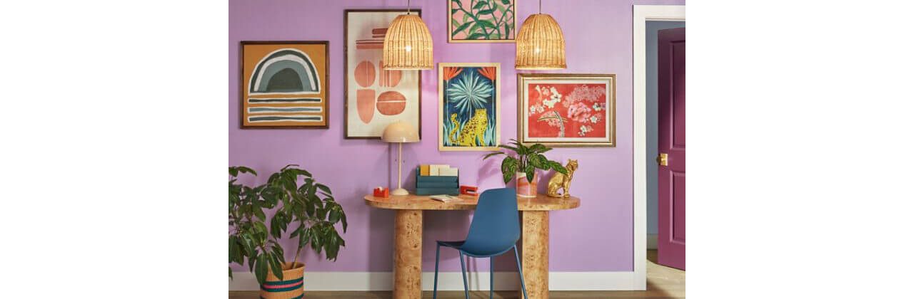 Home office painted Novel Lilac.