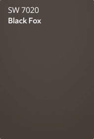 Sherwin Williams 7020 black fox paint color card.