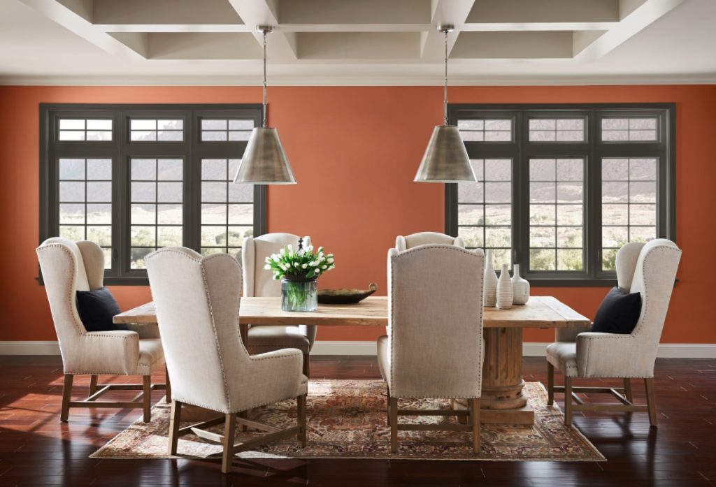 burnt orange accent wall color