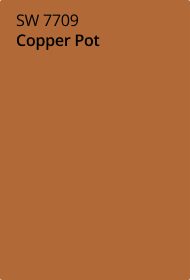 Sherwin Williams Copper Pot SW 7709 paint color card.