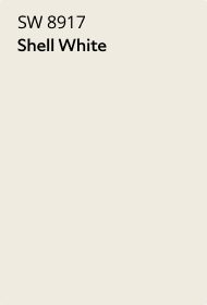 Sherwin Williams 8917 shell white paint color card.