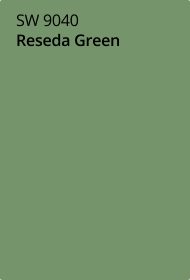 Sherwin Williams 9040 reseda green paint color card.