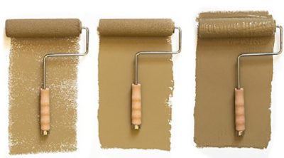 A set of three paint-coated rollers. SW color featured: SW 9124 Verde Marron.