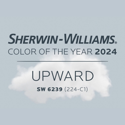Sherwin Williams Color of the Year 2024 Upward SW 6239 (224-C1) with a cloud in the background.