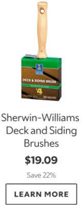 Sherwin-Williams Deck and Siding Brushes. $19.09. Save 22%. Learn more.