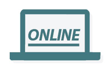 An icon of an open laptop with "online" displayed.