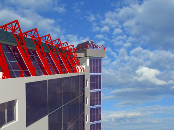 Rooftop of commercial building