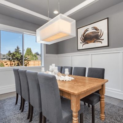 Dining room painted in Gauntlet Gray SW 7019 by @JayMarcHomes.