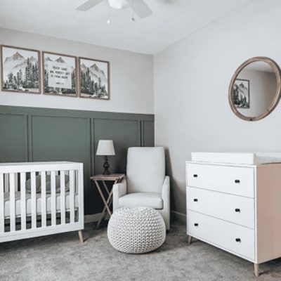 A nursery painted in natural linen by @amandairee.