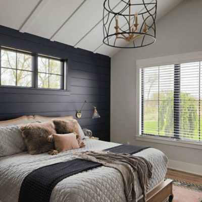 Bedroom painted in First Star SW 7646 by @cvi_design.