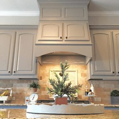 Kitchen painted in Dovetail SW 7018 by @harvesthillhomes.