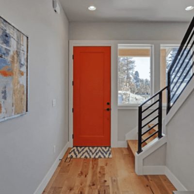 Hallway painted in Crushed Ice SW 7647 by @lodestoneinteriors.