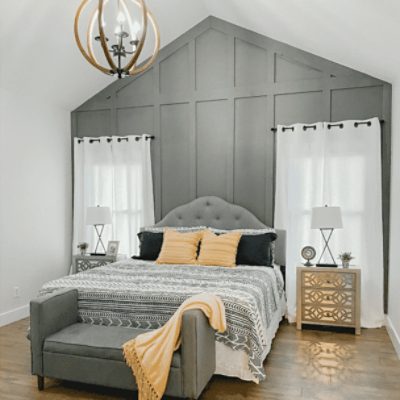 Bedroom painted in Gauntlet Gray SW 7019 by @myindianafamily.