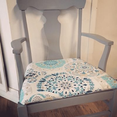 Chair painted in Classic French Gray SW 0077 by @paintitlikenew.