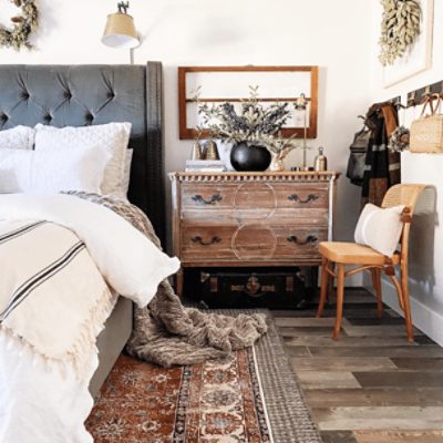 Bedroom painted in Heron Plume SW 6070 by @pinebendhome.