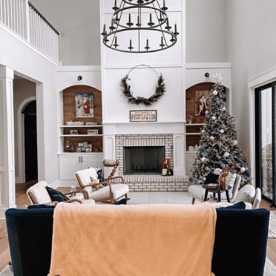 A large family room painted in repose gray sw 7015 by @pipsissewa_jen.