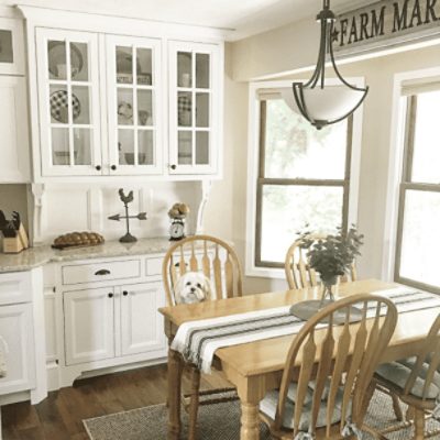 Kitchen painted in Accessible Beige SW 7036 by @furbabyfamhouse.