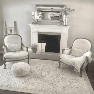 Living room painted in Anew Gray SW 7030 by @happilyhutch.