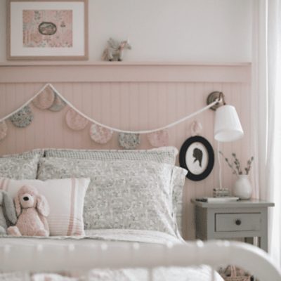 Bedroom painted in Abalone Shell SW 6050 by @laurenk_fontenot.