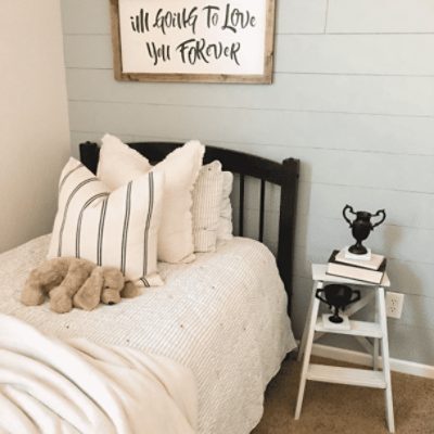 Bedroom painted in Aesthetic White SW 7035 by @lildeserthome.