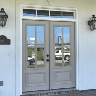 Front door painted in Balanced Beige SW 7037 by @raymond.