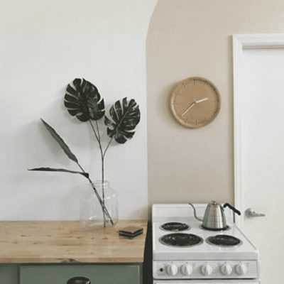 Kitchen painted in Aesthetic White SW 7035 by @studiok_spaces.