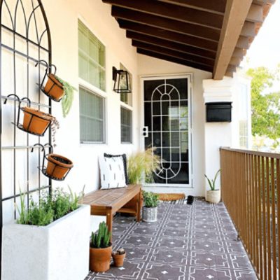 Porch painted in Ceiling Bright White SW 7007 by @thatssogingerly.