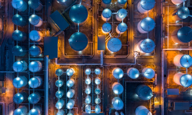 Tank Farm Refinery at Night