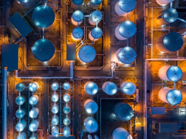 Tank Farm Refinery at Night