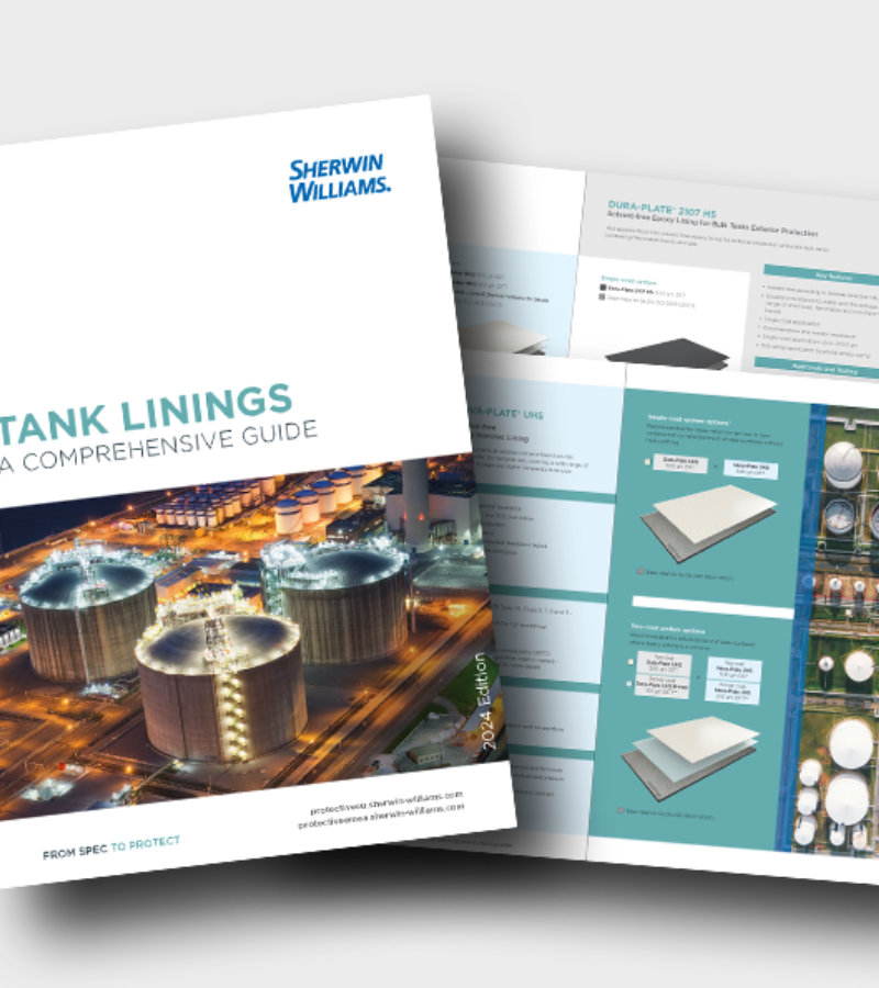 page spread view of tank linings brochure