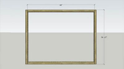 A technical drawing board of a wooden shaped box.