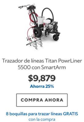Trazador de líneas Titan PowrLiner 5500 con SmartArm . $9879. Ahorra 25%. Compra ahora. 8 boquillas para trazar líneas gratis con la compra.