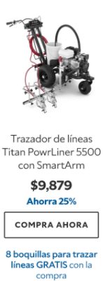 Trazador de líneas Titan PowrLiner 5500 con SmartArm . $9879. Ahorra 25%. Compra ahora. 8 boquillas para trazar líneas gratis con la compra.