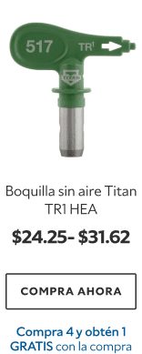 Boquilla sin aire Titan TR1 HEA. $24.25-$31.62. Compra ahora. Compra 4 y obtén 1 gratis con la compra.