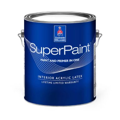 A can of SuperPaint Interior Acrylic Latex. 