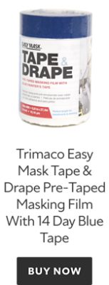 Trimaco Easy Mask Tape and Drape Pre-Taped Masking Film with 14 day blue tape. Buy now.