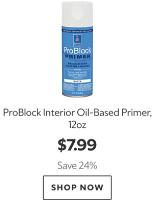 ProBlock Interior Oil-Based Primer, 12oz. $7.99. Save 24%. Shop now.