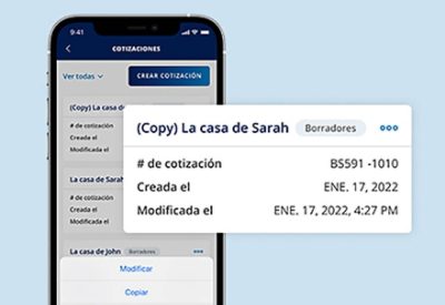 Un teléfono móvil resaltando funciones en la aplicación Pro.