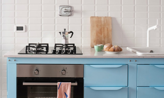 Light blue Very Simple Kitchen