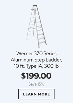 Werner 370 Series Aluminum Step Ladder, 10 ft, Type IA, 300 lb. $199.00. Save 15%. Learn more.