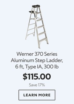 Werner 370 Series Aluminum Step Ladder, 6 ft, Type IA, 300 lb. $115.00. Save 17%. Learn more.