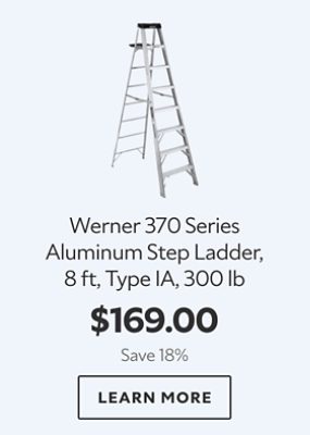 Werner 370 Series Aluminum Step Ladder, 8 ft, Type IA, 300 lb. $169.00. Save 18%. Learn more.